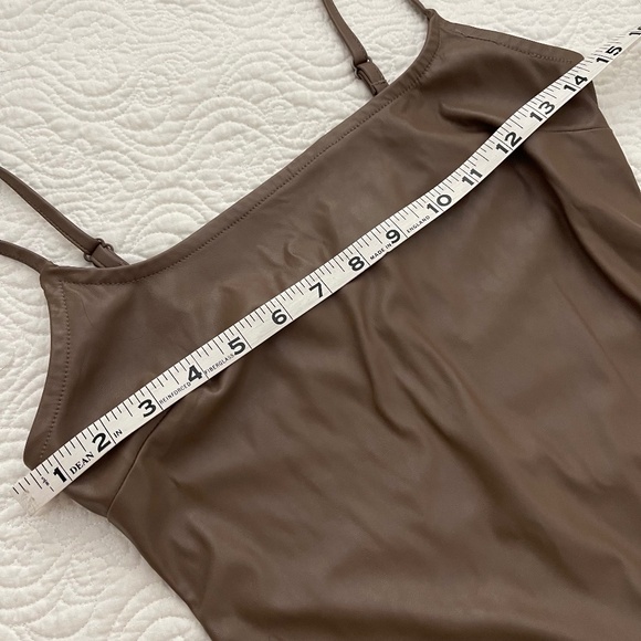 WILD FABLE Faux Leather Slip Dress in Dark Taupe Size XS - Picture 7 of 16